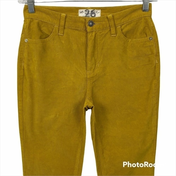 We The Free High Waisted Yellow Skinny Cords with Raw Hem size 26 - Picture 2 of 5